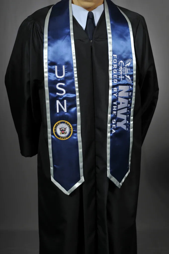 custom embroidered graduation stole close-up