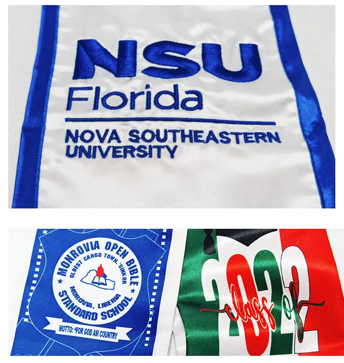 graduation stoles embroidered vs printed options