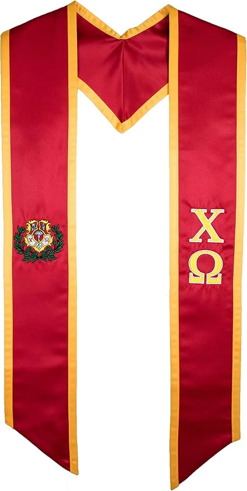 Custom embroidered graduation stole with university logo