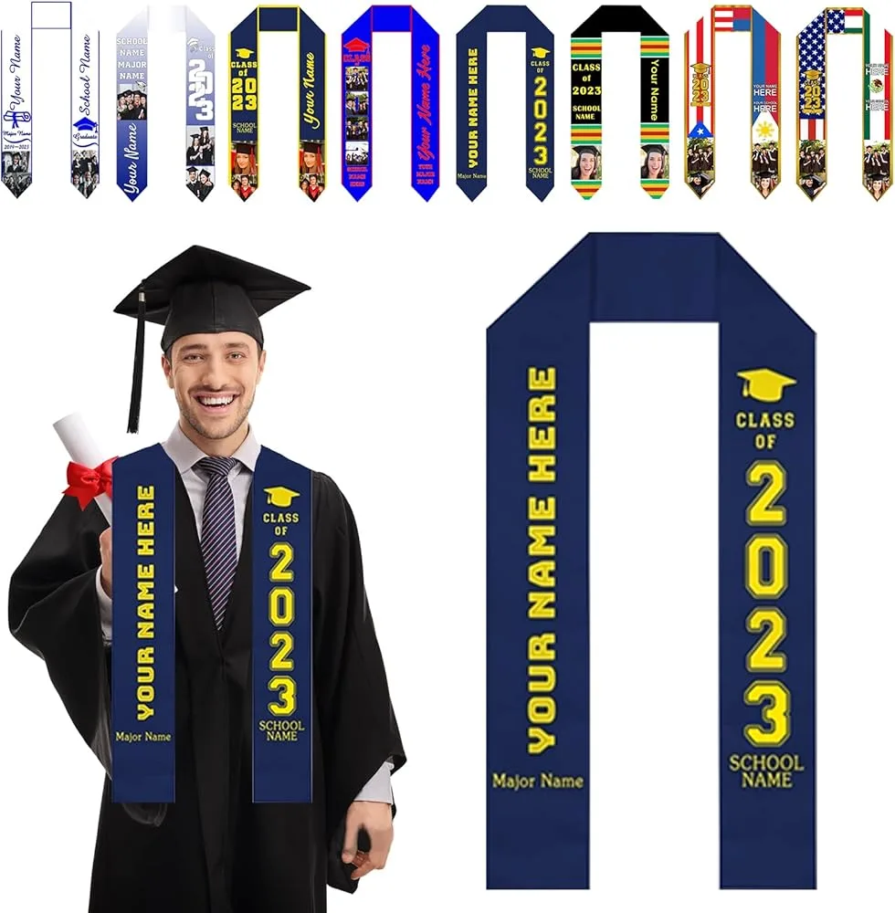 detailed view of a custom graduation stole