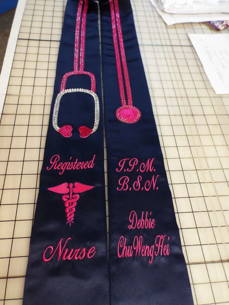 nursing school graduation stoles with professional symbols