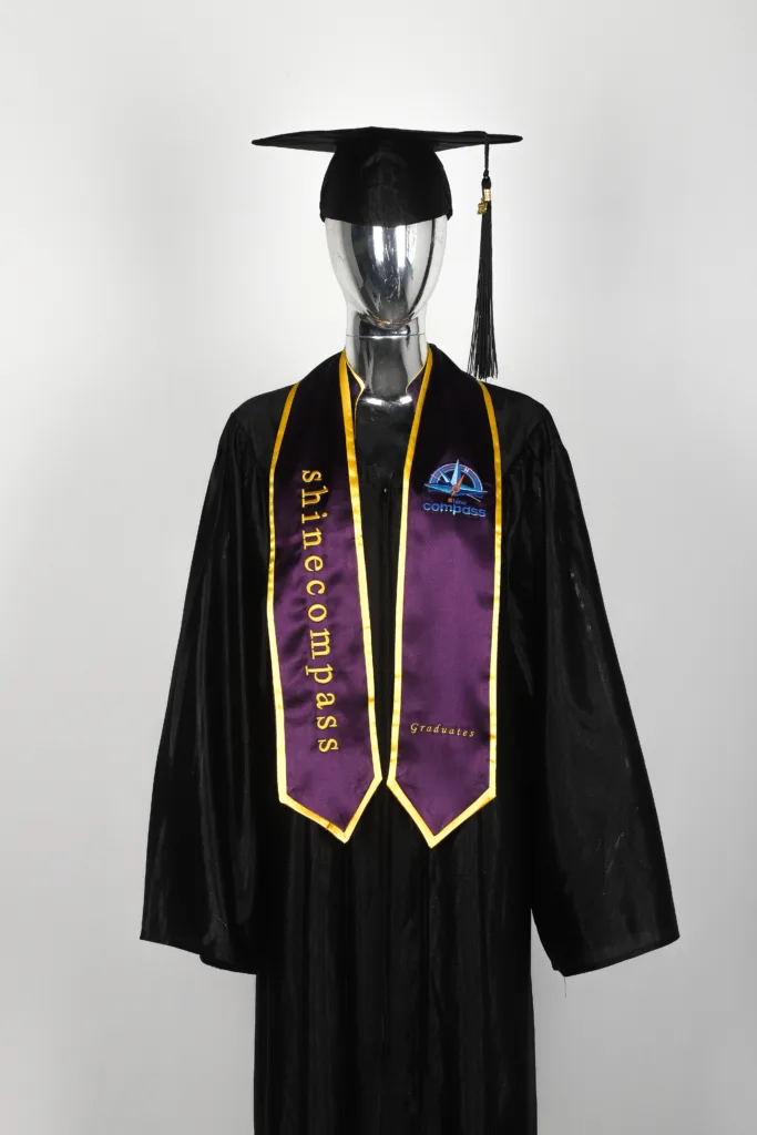 Custom graduation stoles prepared for a school ceremony